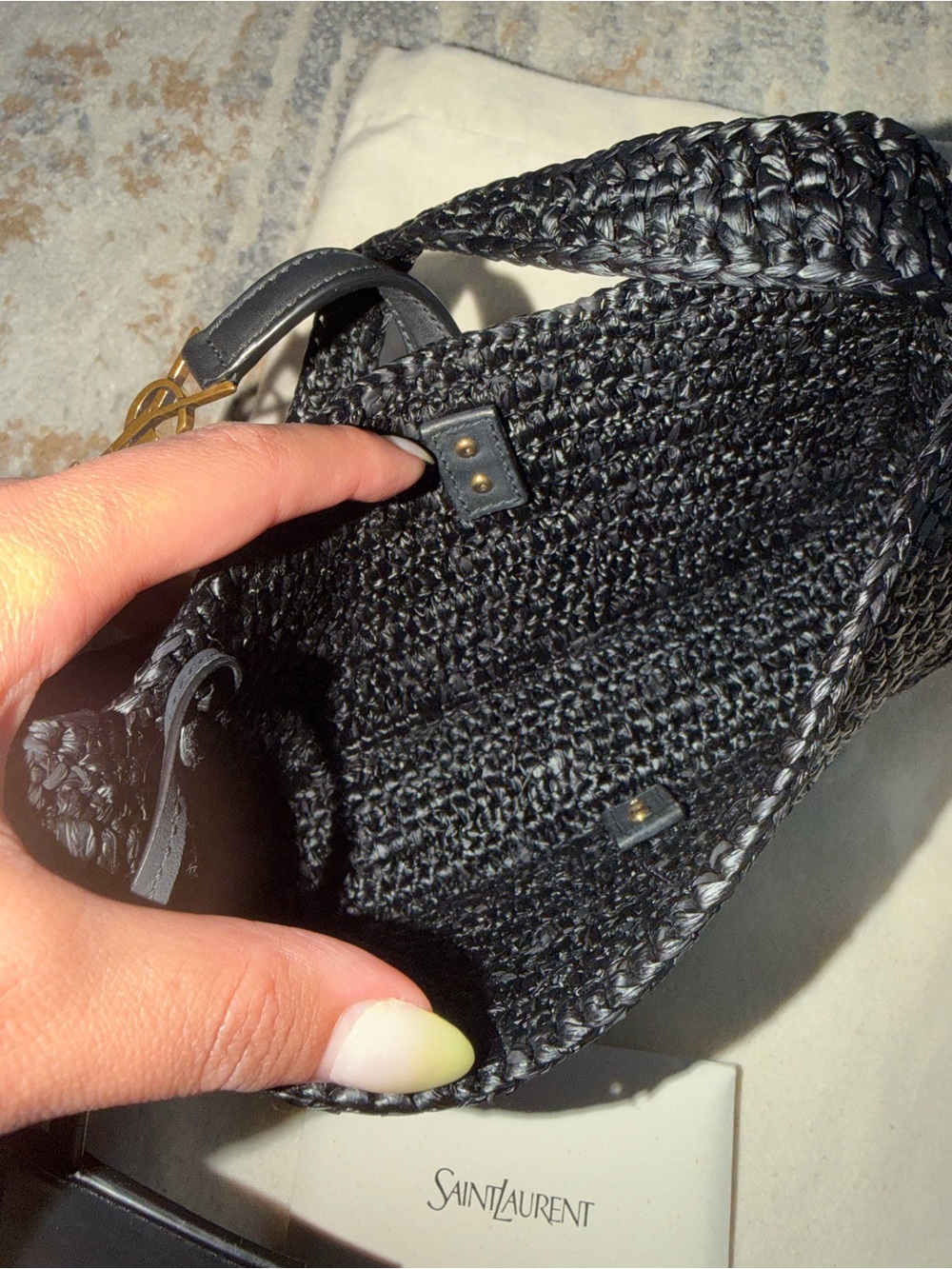 Saint Laurent YSL Le 5 A 7 Mini Raffia Shoulder Bag! - Picture 7 of 8